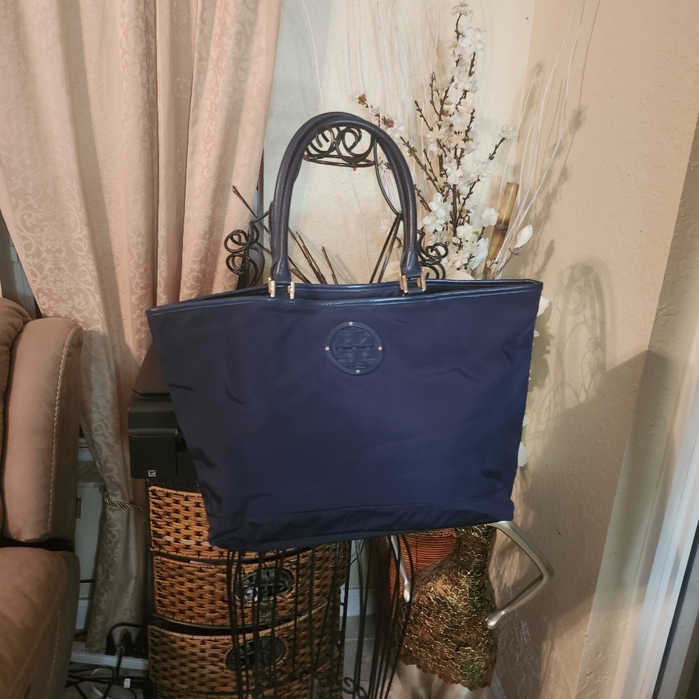 Tory Burch nylon blue tote
